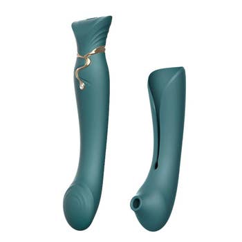 Green g-spot vibrator with aerial  pulse sleeve