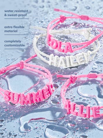 the pink and white flexible bracelets
