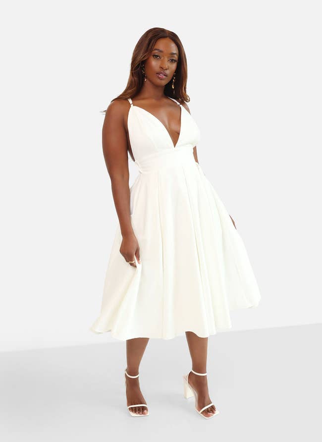 a line midi floral dress Mac Duggal Floral Net Tie Strap A-Line Midi Dress