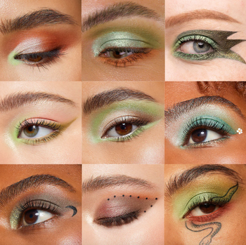 an array of model in green eyeshadow