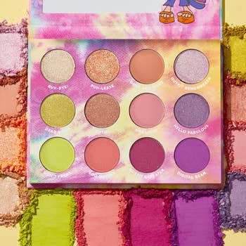 the palette with colorful eyeshadow shades