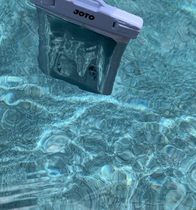 Reviewer image of phone safe in the case after being in the water