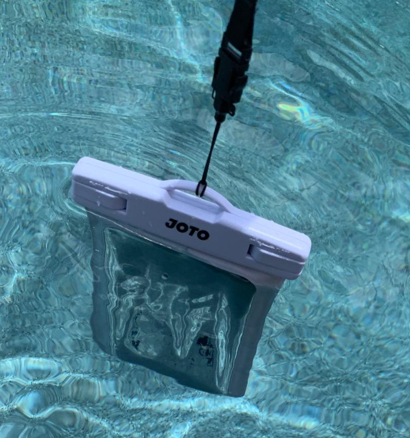 Reviewer image of phone safe in the case after being in the water