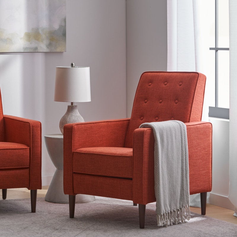 the recliner chair in burnt orange