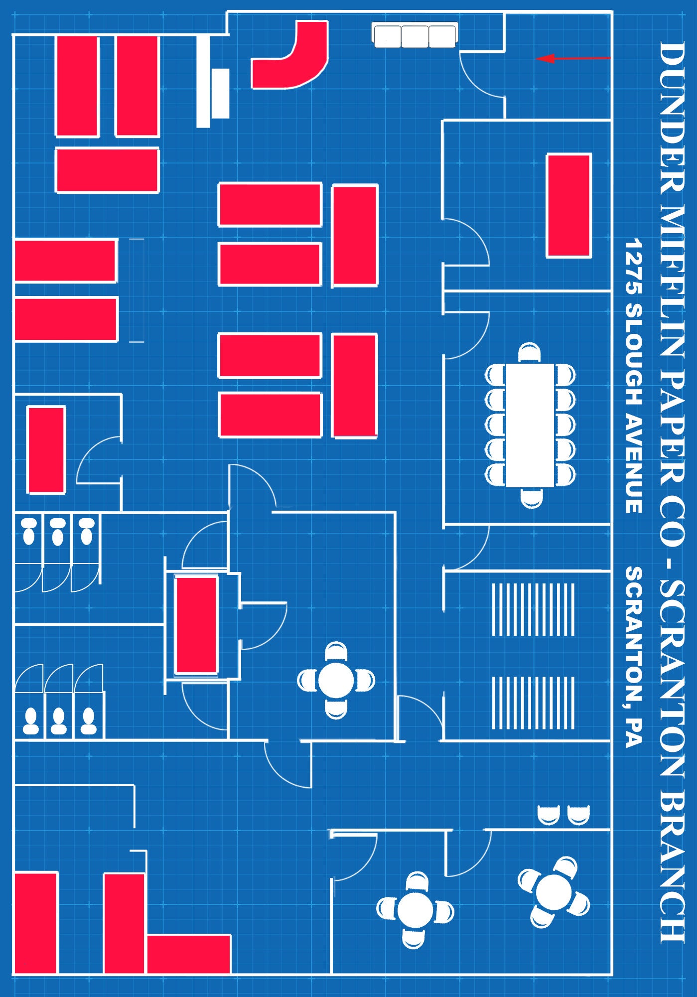 Office” layout of Dunder Mifflin paper products - Maps on the Web