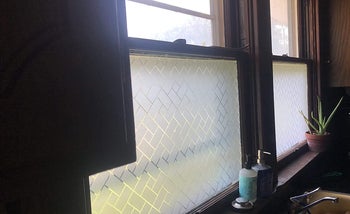 Bottom halves of two windows with the clings 