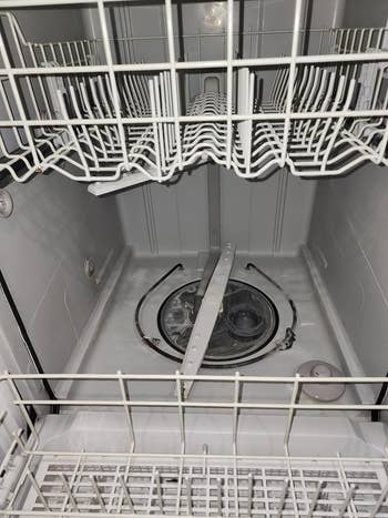 Same reviewer's dishwasher interior after cleaning