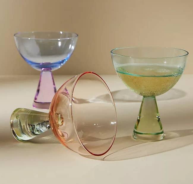 Image of three coupe wine glasses