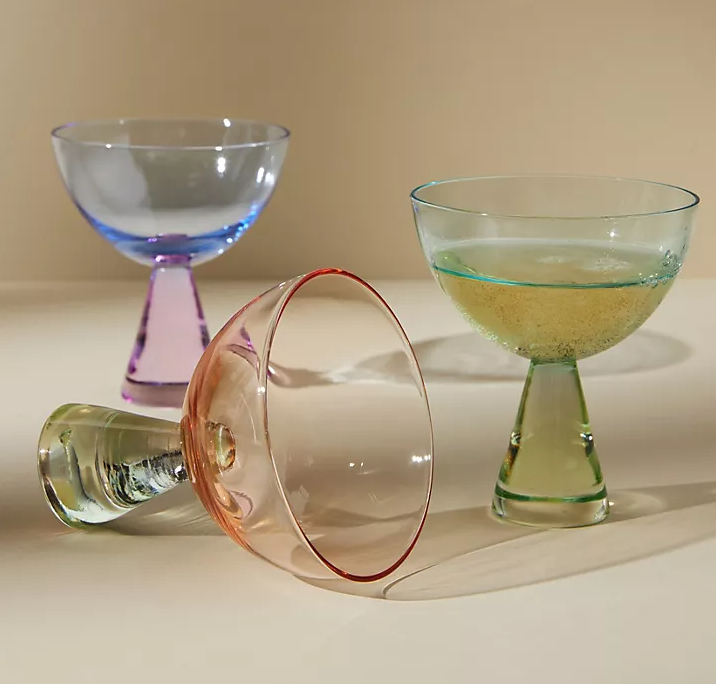 Image of three coupe wine glasses