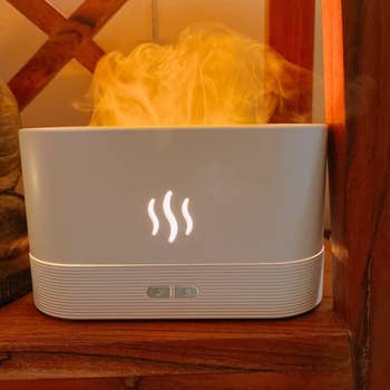 a reviewer photo of the humidifier in white 