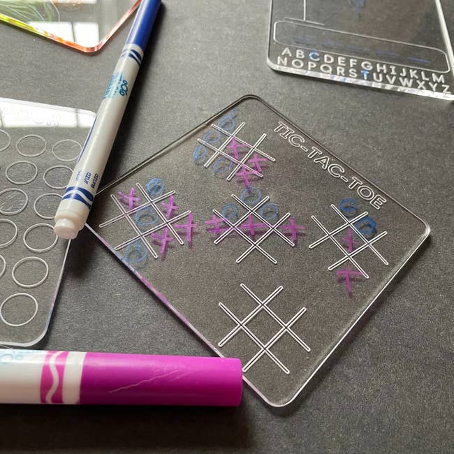 acrylic tic tac toe board with dry erase marker