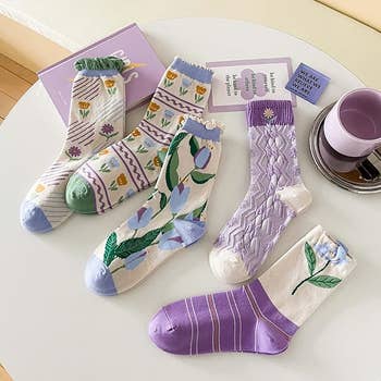 Five pairs of patterned socks