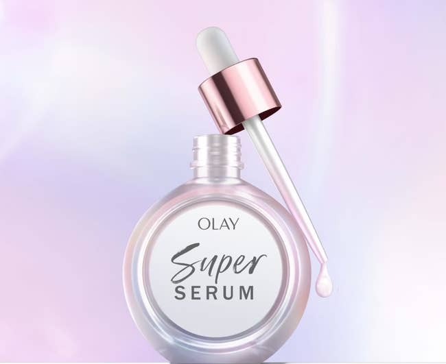 Olay Super Serum merchandise representation with a dropper