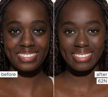 model before and after using concealer