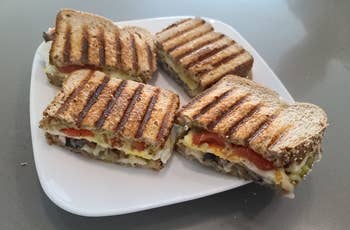 reviewer photo of paninis made using the press