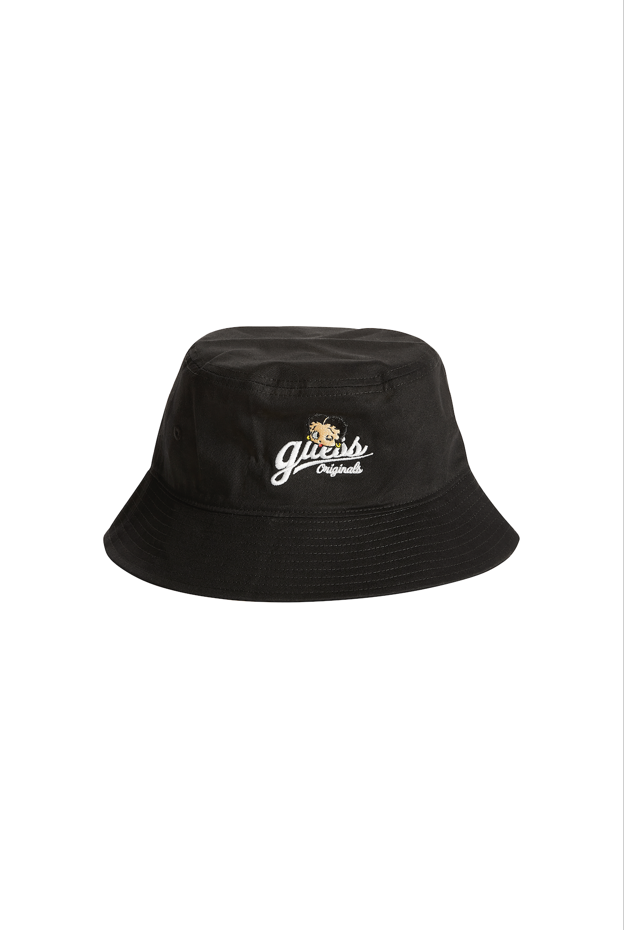 A bucket hat featuring a Betty Boop logo