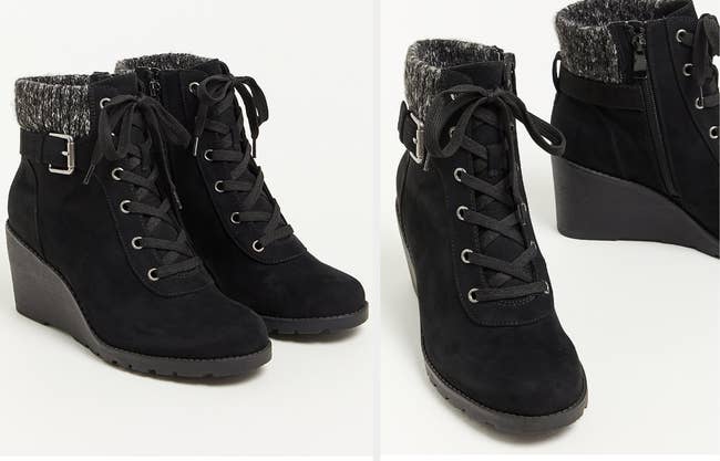 Two images of black boots