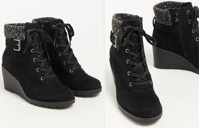 Two images of black boots