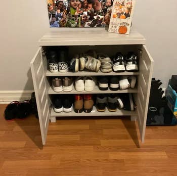 reviewer photo of open shoe cabinet