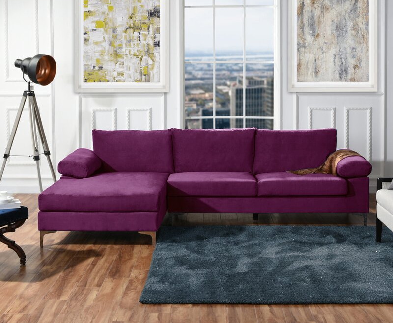 a purple velvet sectional sofa
