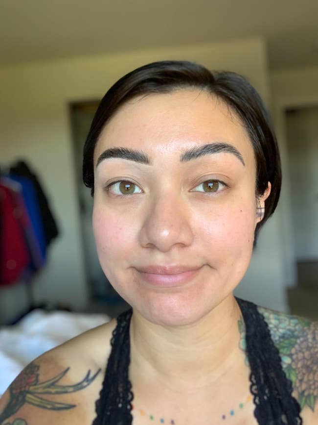 reviewer with shaped eyebrows