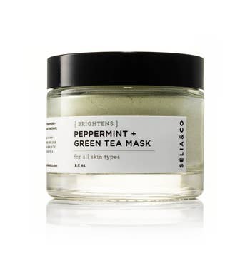 the jar containing the peppermint and green tea mask