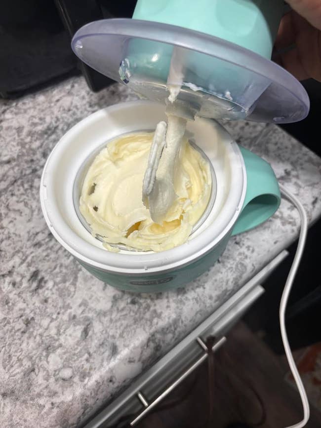 Ice pick being churned