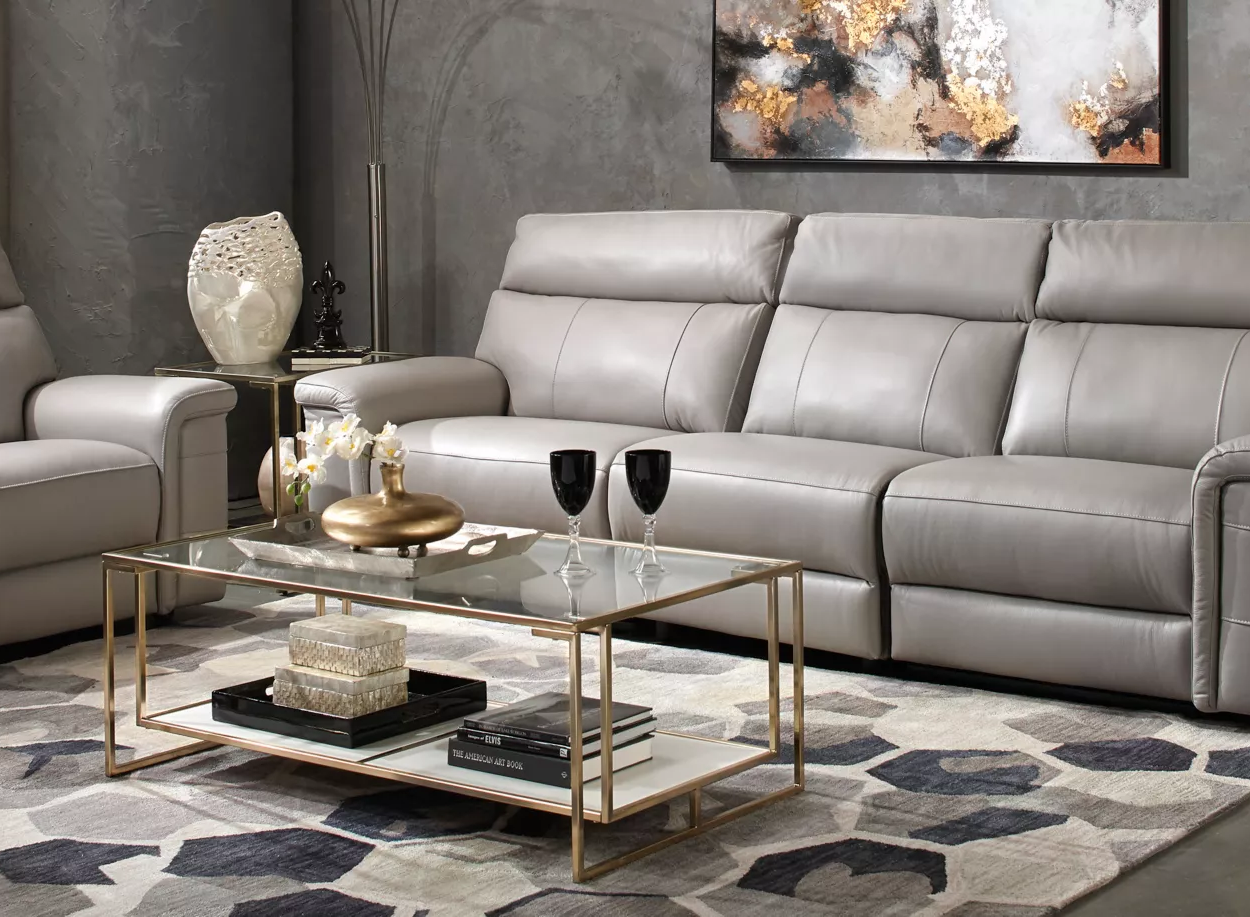 Dovestone leather deals power reclining sofa