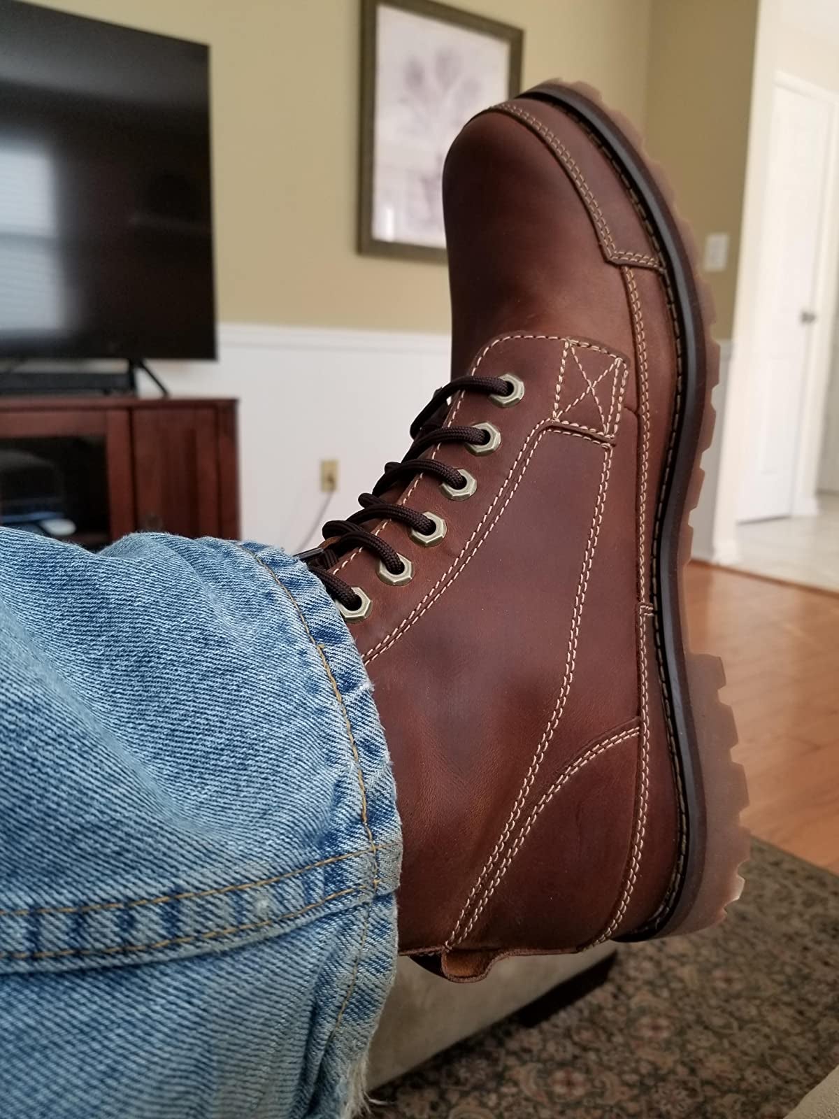 Reviewer photo of the brown boot
