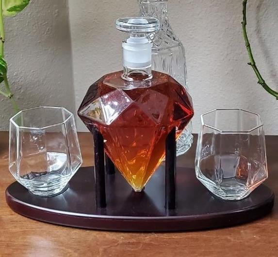 reviewer photo of the whisky decanter set