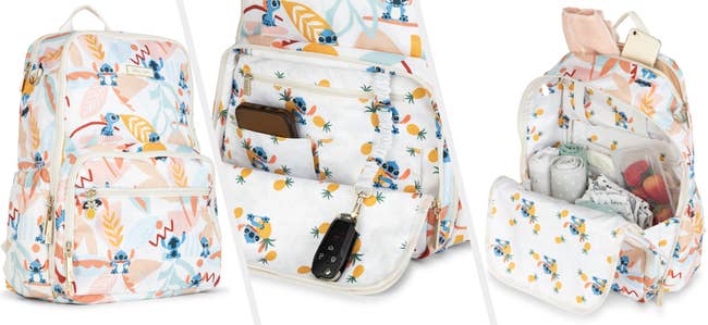 Three images of the Disney diaper bag