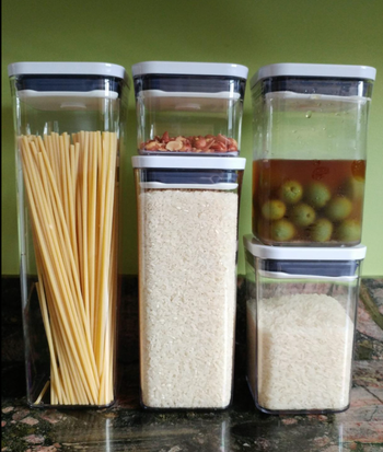 Customer image of five air tight containers with dry and wet goods in them 