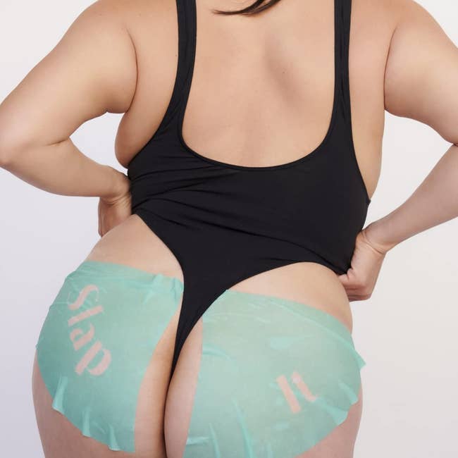 back of model with masks on their buttcheeks