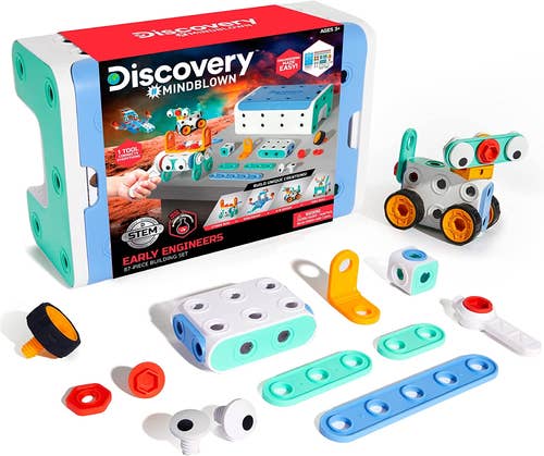 Complete Discovery builder set with packaging that's also a storage case and all multi-colored parts