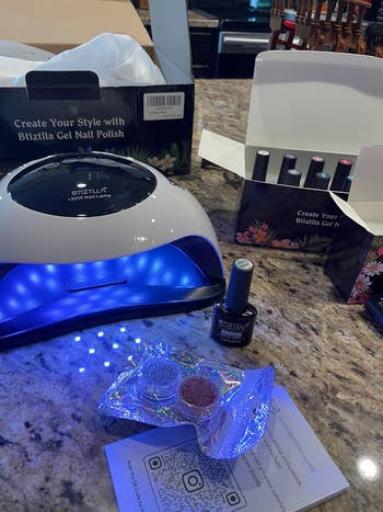 reviewers lit LED lamp dryer, nail polish, and glitter