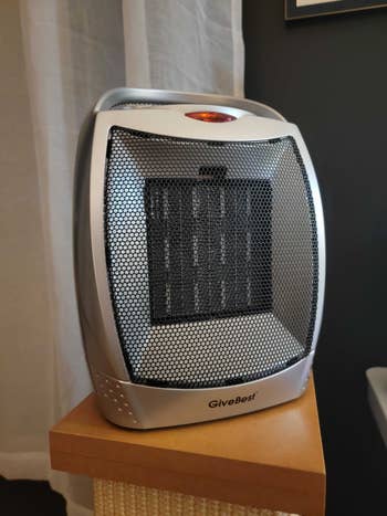 the silver electric space heater