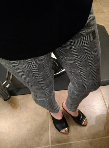 Reviewer wearing the plaid pants