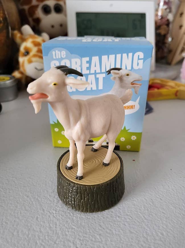 reviewer representation of the tiny screaming goat figurine