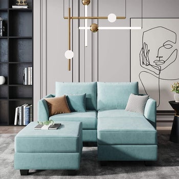 the blue modular sectional sofa
