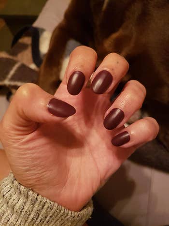 reviewer's matte burgundy nails