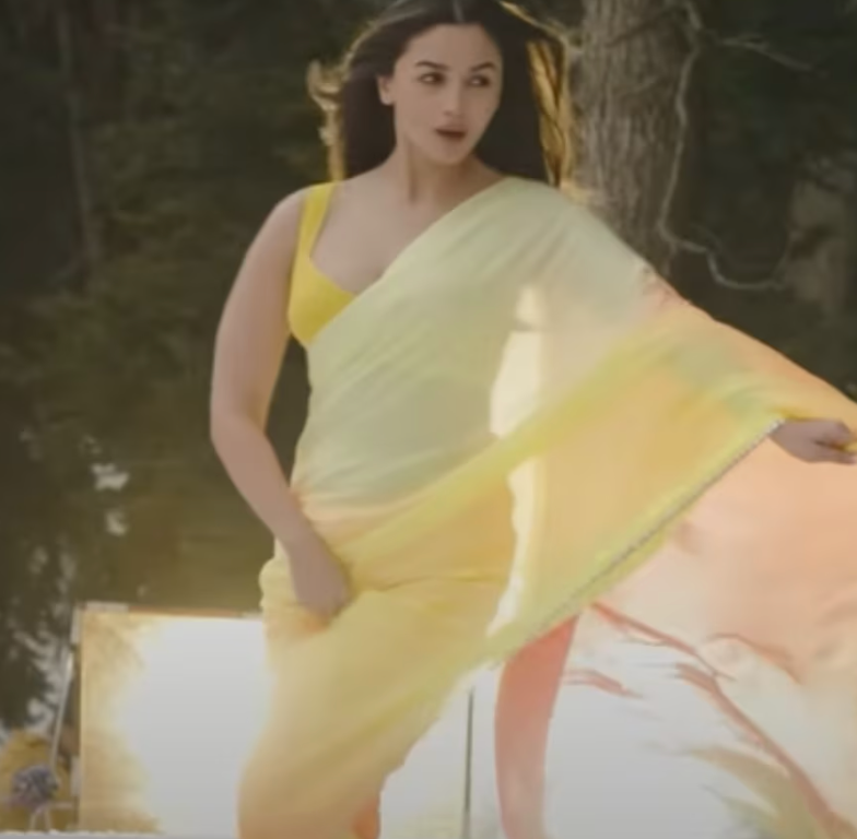 Alia Bhatt Soft Georgette Yellow Saree – Sareewave