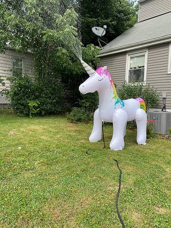 Reviewer's unicorn shots water from its horn