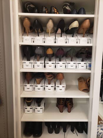 Same closet now with organized shoes using the shoe slots