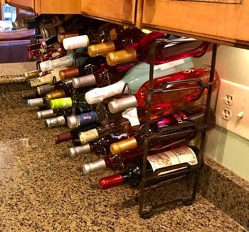 Reviewer image of the wine rack on a kitchen counter