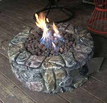 Reviewer image of the stone fire pit 