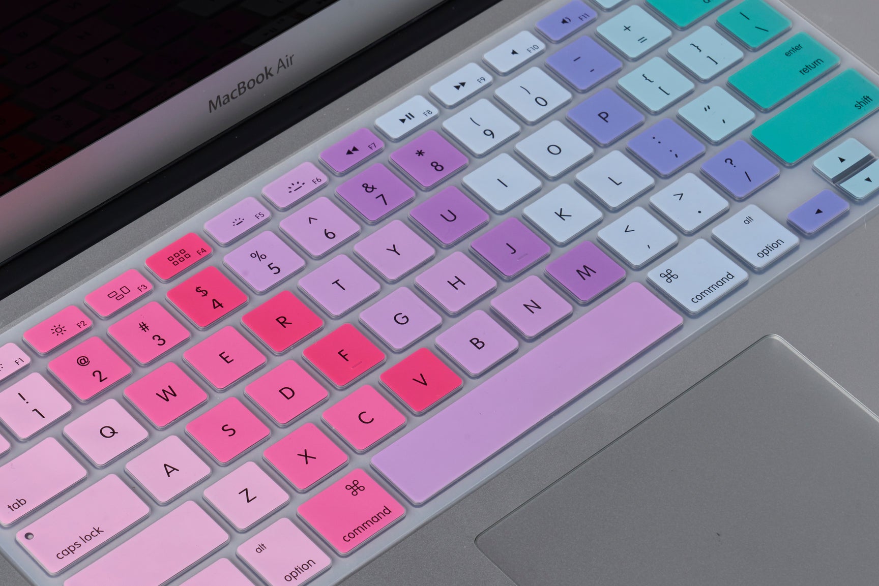 pink purple blue and teal gradient keyboard cover