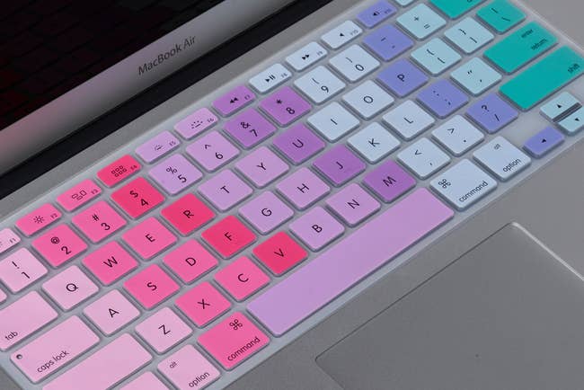 pink purple blue and teal gradient keyboard cover