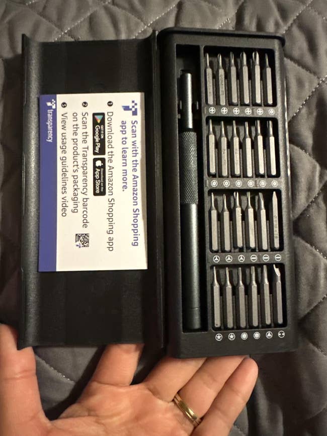 Precision screwdriver acceptable   with interchangeable bits successful  a compact case. Ideal for electronics and elaborate  repairs
