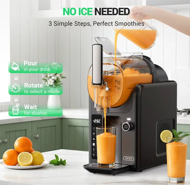  pour, rotate, wait. Promotes smoothies with 