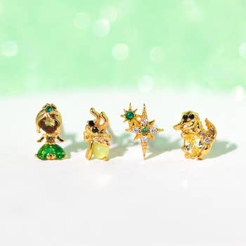four stud earrings inspired by the princess and the frog